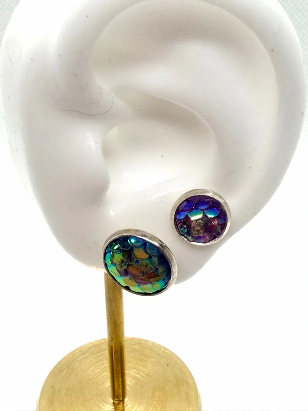 2 Pairs of Handmade Iridescent Mermaid Tail Earrings - Picture 6 of 6